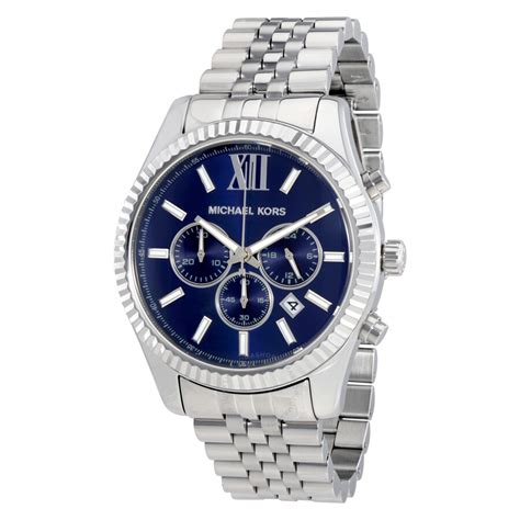 michael kors lexington blue face watch|Michael Kors lexington chronograph watch.